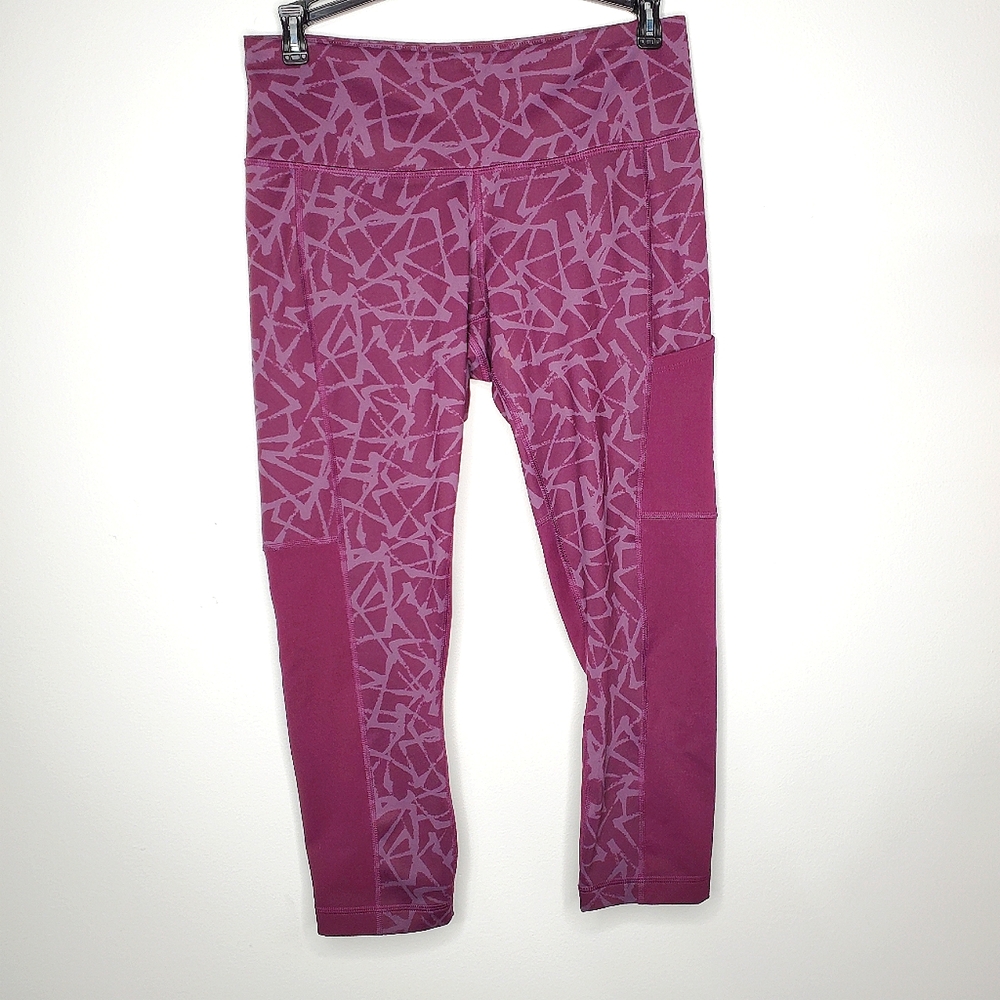 24) COLUMBIA Active Sport Leggings Thigh Pocket Geometric Pattern Sz. S